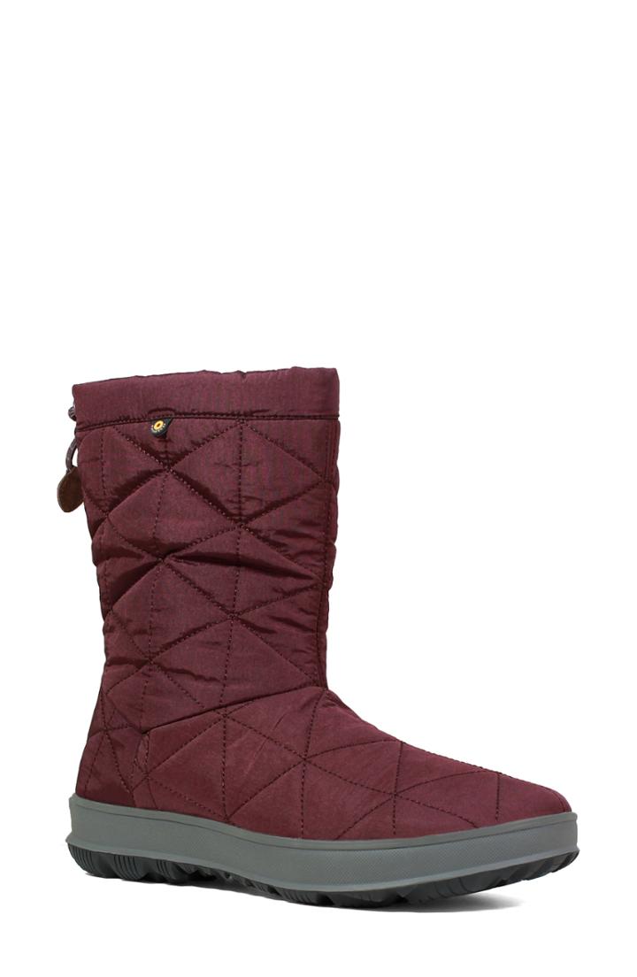 Women's Bogs Mid Snowday Waterproof Waterproof Bootie M - Burgundy