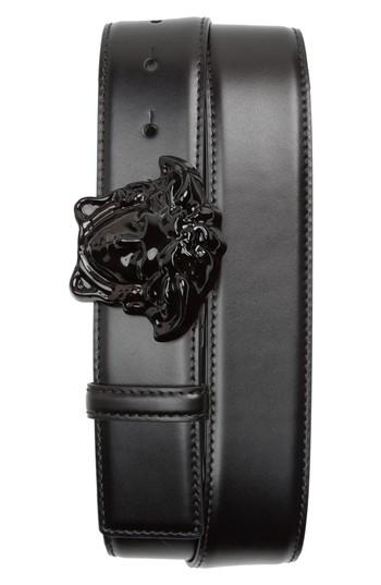 Men's Versace Medusa Head Leather Belt Eu - Black