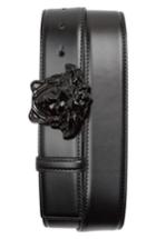 Men's Versace Medusa Head Leather Belt Eu - Black