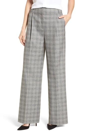 Women's Emerson Rose Check Plaid Wide Leg Suit Pants - Grey