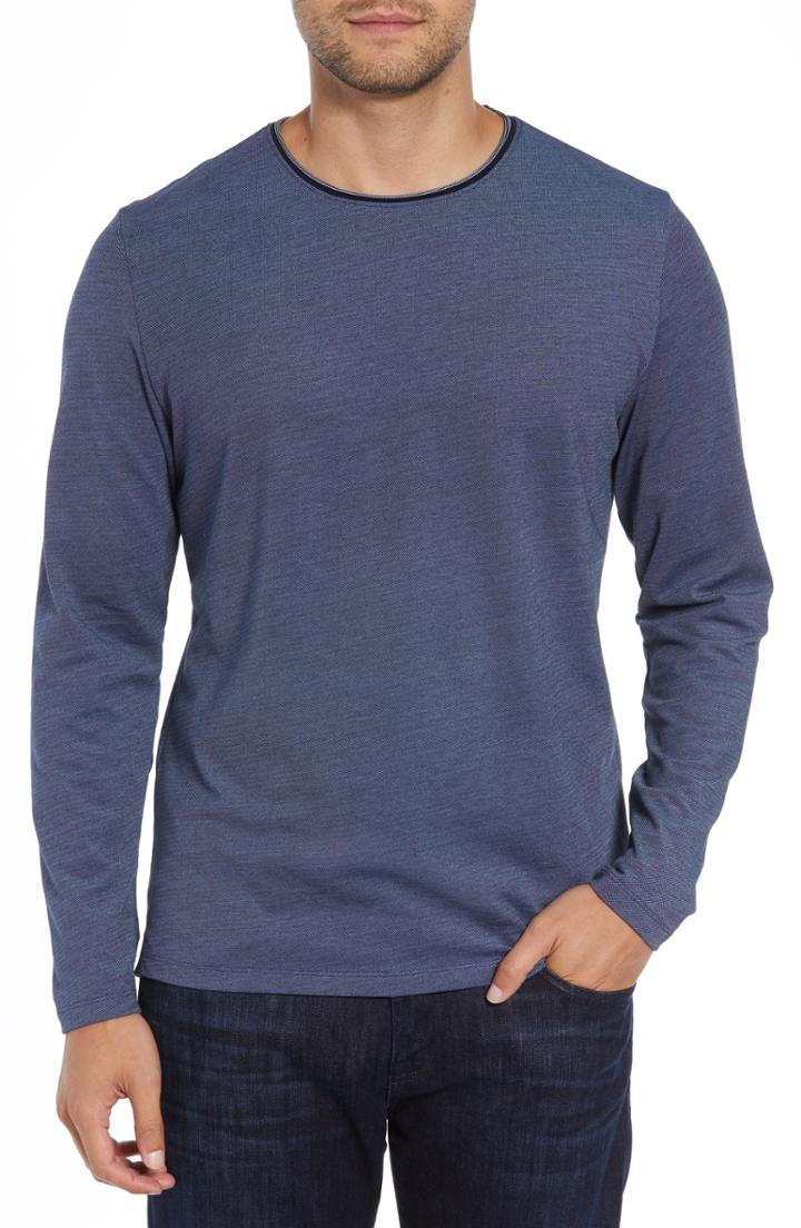 Men's Robert Barakett Grand Forks Long Sleeve Pique T-shirt, Size - Blue