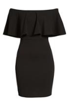 Women's Soprano Ruffle Off The Shoulder Body-con Dress - Black