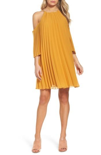 Women's Bb Dakota Gretal Cold Shoulder Pleated Dress - Yellow