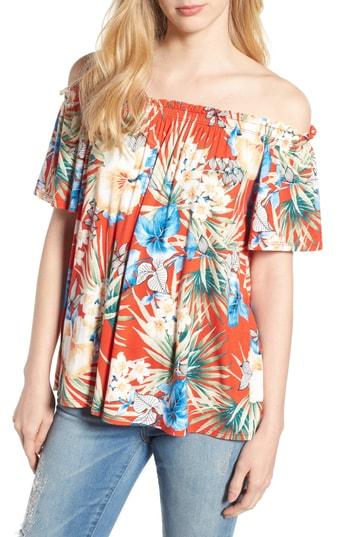 Women's Bobeau Off The Shoulder Knit Top - Red