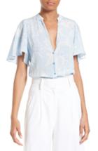Women's Diane Von Furstenberg Silk Flutter Sleeve Top - Blue