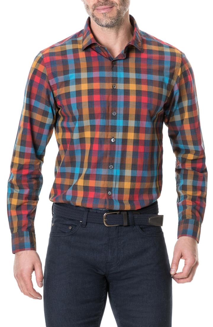 Men's Rodd & Gunn Ridgelands Regular Fit Check Sport Shirt, Size - Coral