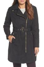 Women's Vince Camuto Belted Raincoat - Black