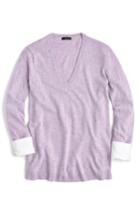 Women's J.crew V-neck Sweater With Shirt Cuffs, Size - Purple