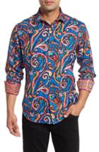 Men's Robert Graham The Encourager Limited Edition Linen Blend Sport Shirt, Size - Blue