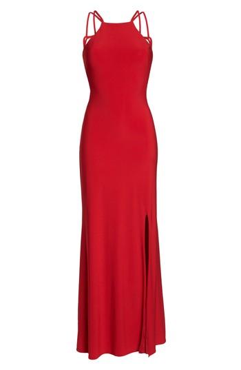 Women's Morgan & Co. Strappy Trumpet Gown /2 - Red
