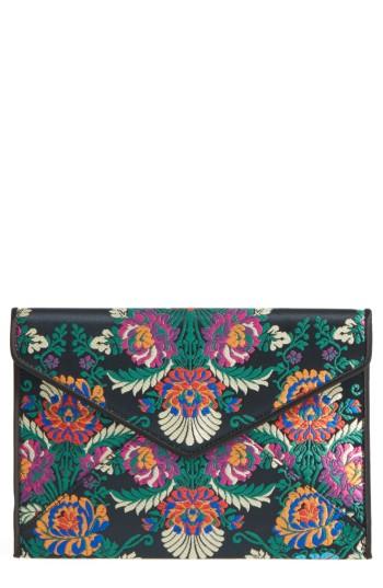 Rebecca Minkoff Leo Satin Floral Clutch - Black