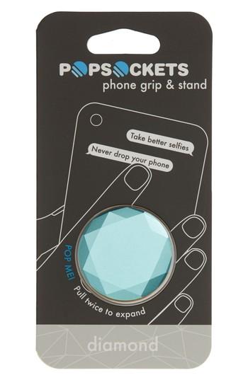 Popsockets Black Metallic Diamond Cell Phone Grip & Stand - Blue