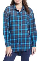 Women's Pam & Gela Back Tie Plaid Shirt, Size - Blue