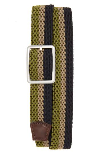 Men's Torino Belts Tri Stripe Reversible Woven Belt - Kiwi/ Camel/ Navy