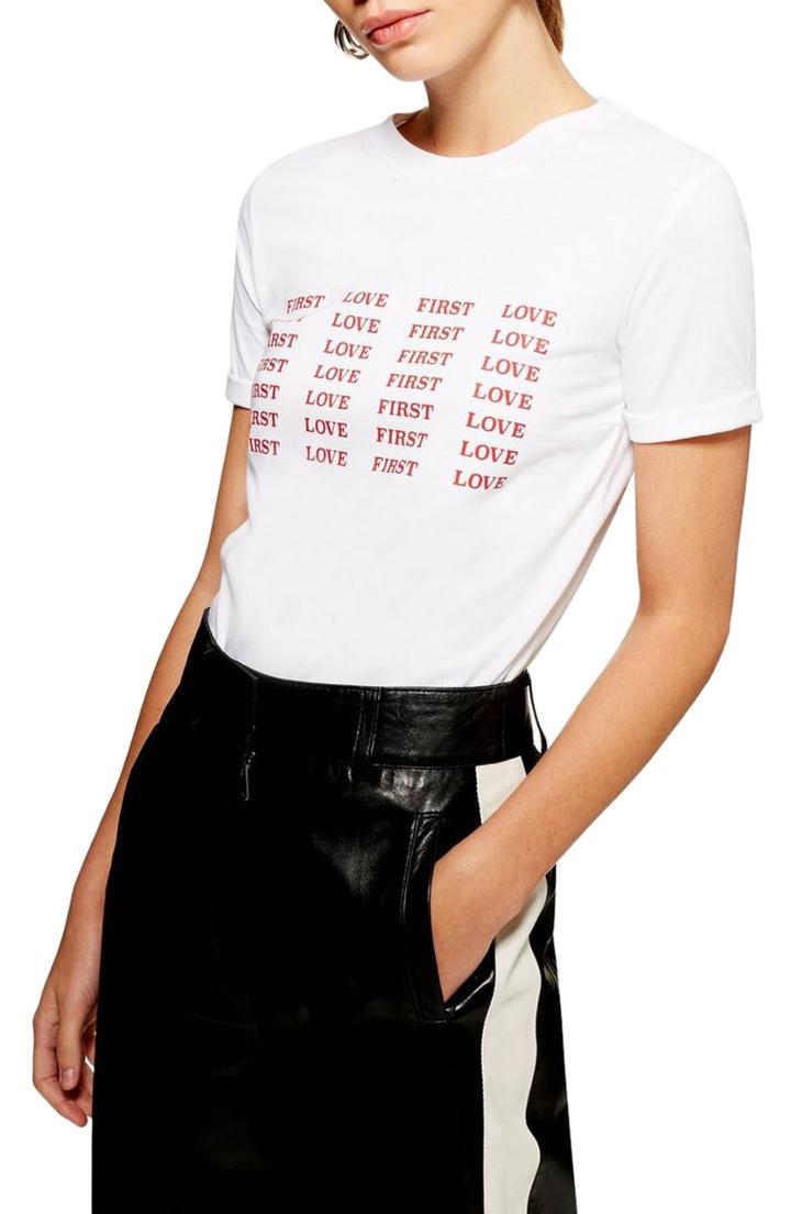 Women's Topshop First Love Repeat T-shirt Us (fits Like 0) - White
