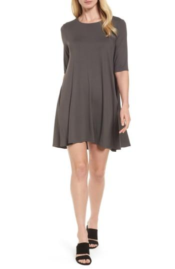 Women's Eileen Fisher Lightweight Jersey Round Neck Tunic - Brown