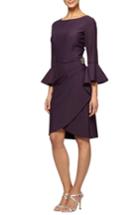 Women's Alex Evenings Bell Sleeve Sheath Dress - Purple