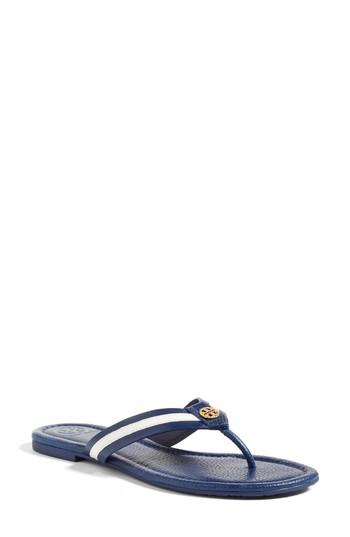 Women's Tory Burch Maritime Flip Flop .5 M - Blue