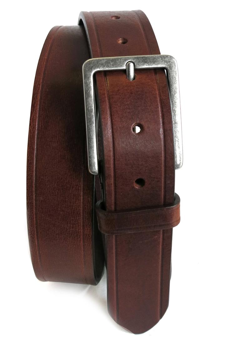 Men's Boconi Embossed Leather Belt - Cognac