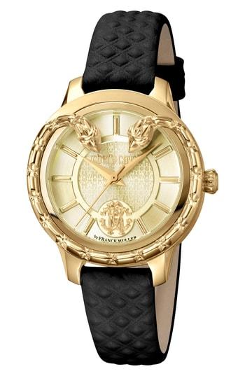 Women's Roberto Cavalli By Franck Muller Serpente Leather Strap Watch