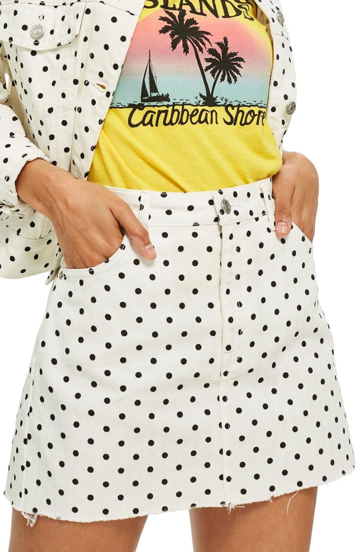 Women's Topshop Moto High Waist Denim Skirt Us (fits Like 0-2) - White