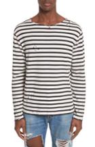 Men's R13 Distressed Stripe Long Sleeve T-shirt - Black