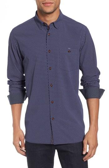 Men's Ted Baker London Wyne Slim Fit Polynosic Geo Print Sport Shirt (s) - Blue