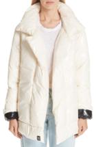 Women's Bacon Shiny Puffer Coat With Contrast Lining