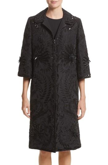 Women's Naeem Khan Embellished Silk Evening Coat