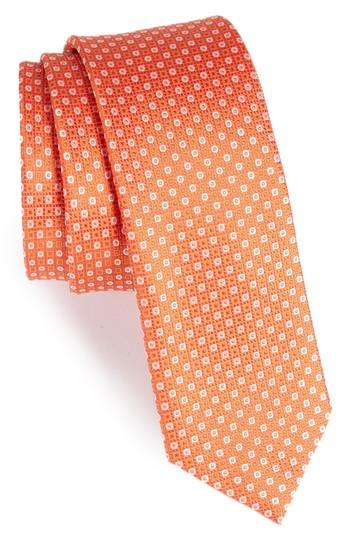 Men's The Tie Bar Market Geometric Silk Skinny Tie, Size - Orange