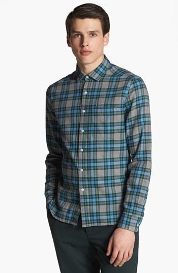 Shipley & Halmos 'marine' Plaid Woven Shirt Heather Tartan Grey/