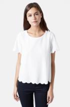 Women's Topshop Scallop Frill Tee Us (fits Like 6-8) - White