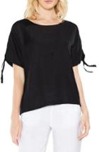 Women's Two By Vince Camuto Drop Shoulder Lace-up Sleeve Linen Top - Black