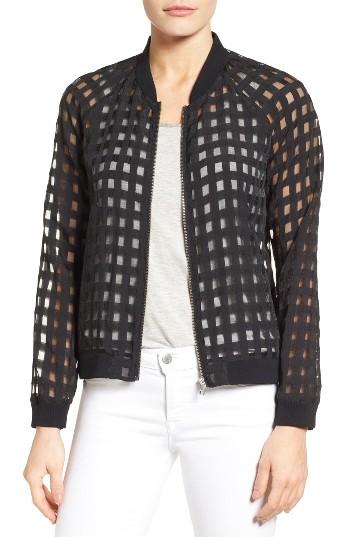 Women's Halogen Sheer Grid Bomber Jacket