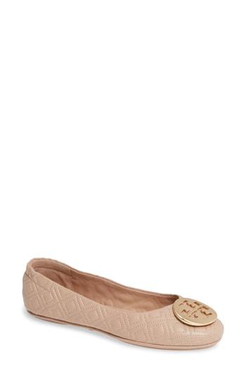 Women's Tory Burch Quilted Minnie Flat M - Beige