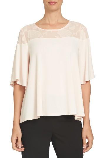 Women's Cece Floral Coupe Yoke Top - Coral
