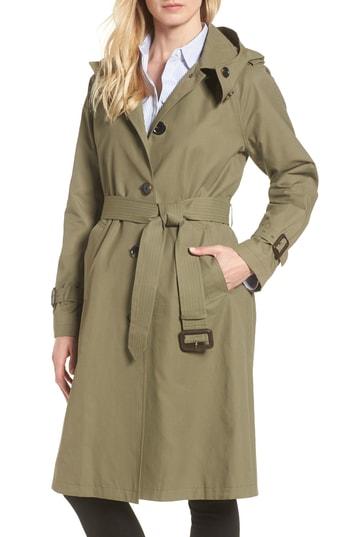 Women's Michael Michael Kors Hooded Trench Coat - Green