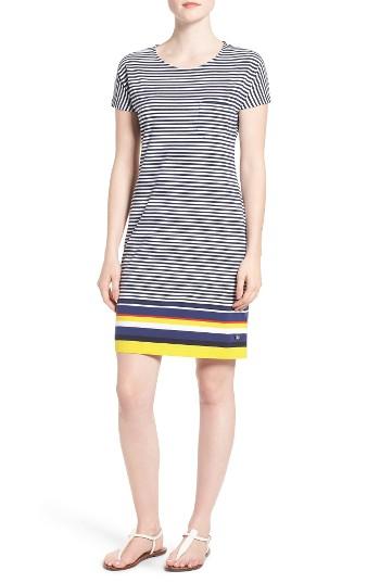 Women's Barbour 'harewood' Stripe Jersey Short Sleeve Shift Dress Us / 8 Uk - Yellow