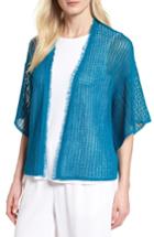 Women's Eileen Fisher Short Organic Linen Cardigan - Blue/green
