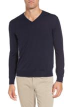 Men's Eleventy Merino Wool & Silk Tipped Sweater, Size - Blue