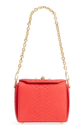 Alexander Mcqueen Box Bag 16 Genuine Python Shoulder Bag - Red
