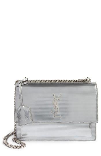 Saint Laurent Medium Sunset Opium Leather Crossbody Bag - Grey