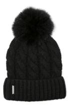 Women's Soia & Kyo Cable Knit Beanie With Removable Feather Pompom - Black