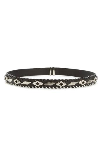 Women's Toga Embellished Whipstitch Leather Belt