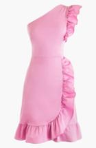 Women's J.crew Yass One-shoulder Ruffle Dress - Pink