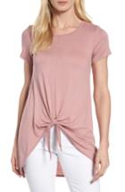 Women's Bobeau Tie Front High/low Tee - Pink