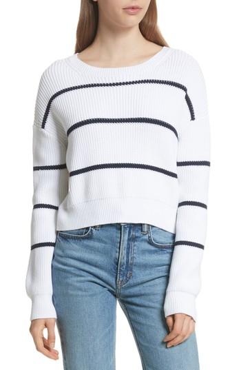 Women's Vince Cotton Blend Rib Knit Stripe Sweater - White