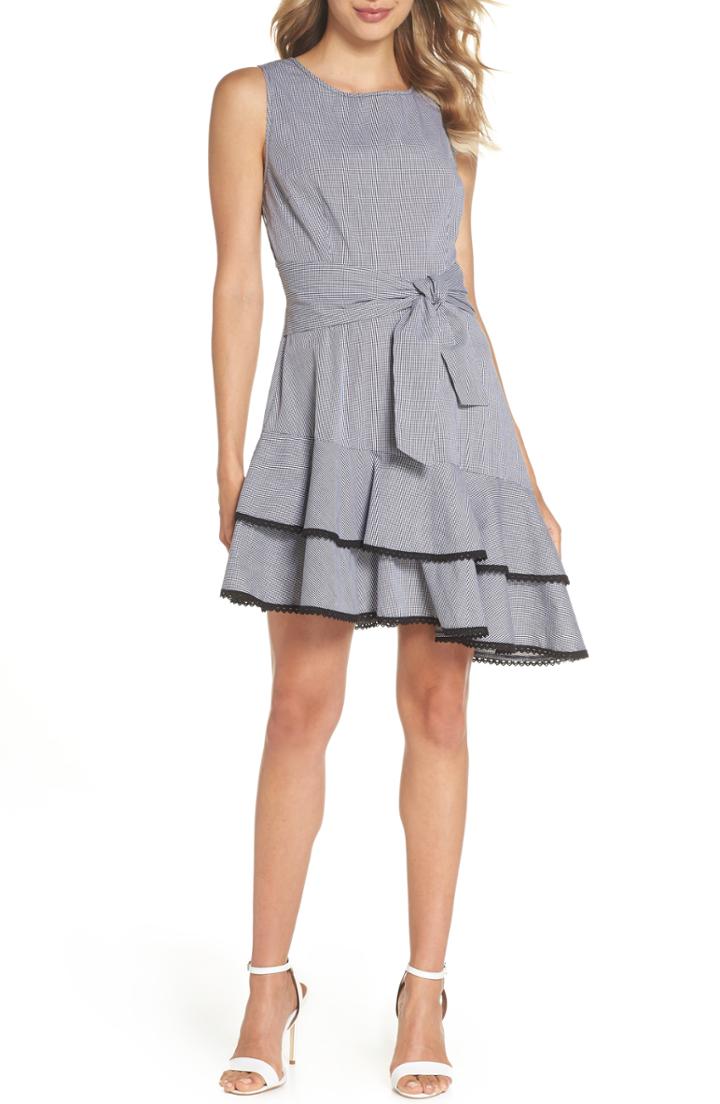 Women's Bb Dakota Holly Asymmetric Hem Mini Gingham Dress