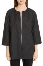 Women's Eileen Fisher Metallic Jacquard Collarless Jacket, Size - Black