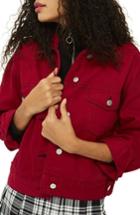Women's Topshop Boxy Denim Jacket Us (fits Like 0) - Red